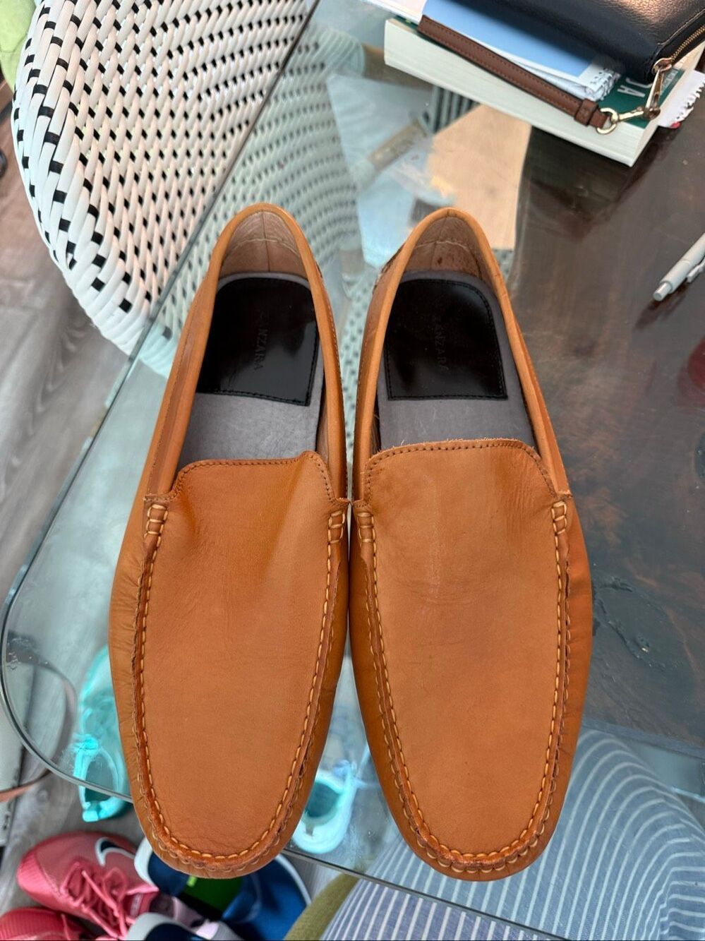 Zanzara Camel Leather Driving Moccasins sz 13 EUC